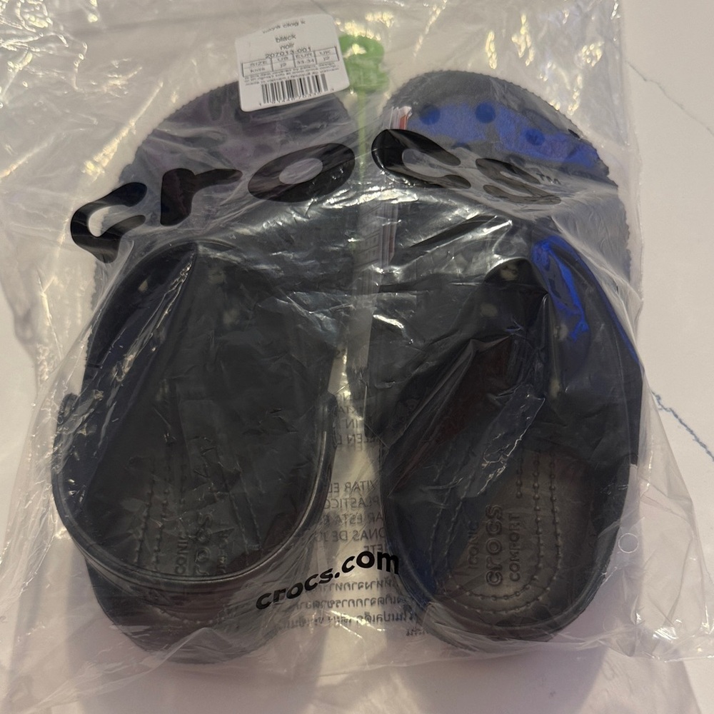 CROCS Kids Baya Black Slide Sandals NWT size 2